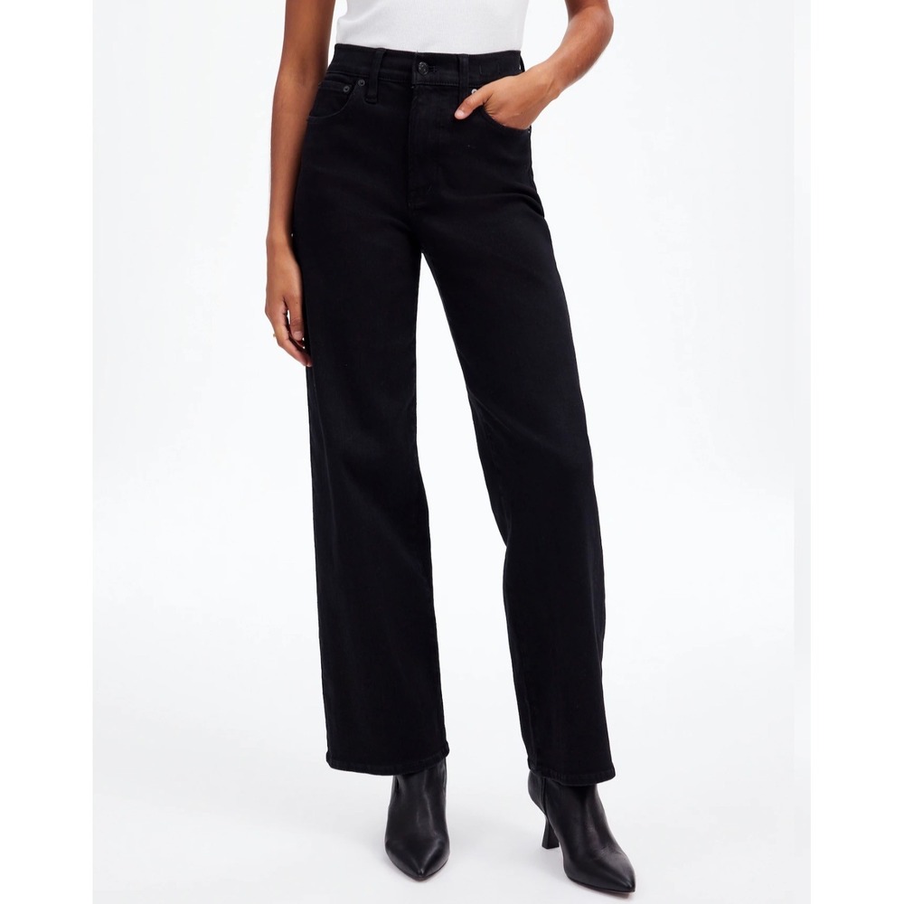 Madewell Womens Black Perfect Vintage High Rise Wide Leg Denim Jeans 25 Stretch